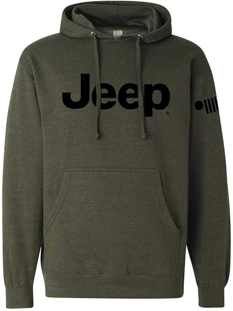 Amazon.com: Mens Jeep Text Logo Military Green Hoodie Hooded Sweatshirt with Front Pocket Pouch 