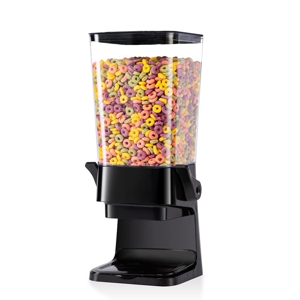 Photo 1 of 5L Cereal Dispenser Countertop with lids, Organization and Storage Containers for Kitchen and pantry, Rice Dispenser for food, Cereal, Beans, Nuts, Snack,Oatmeal, Dog Food, Bird Seed, Black, 1Pc
