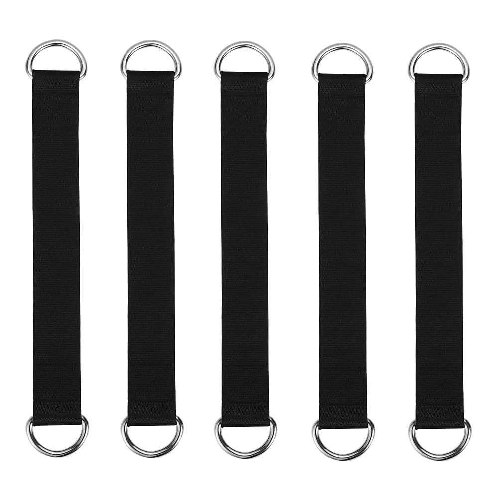 HOUSON Pack of 5 Swing Connection Straps, hammock straps swing ring Swing Attachment Hammock Suspension Strap Swing Hanging Straps with D-Ring Buckle Outdoor Indoor Tree Swing Belt(3.2 cm x 50 cm)
