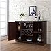 Wine BAR Buffet and Storage Cabinet with Center Glass and Wine Rack, Side Shelves, and Open Focal Point Shelf (Walnut)