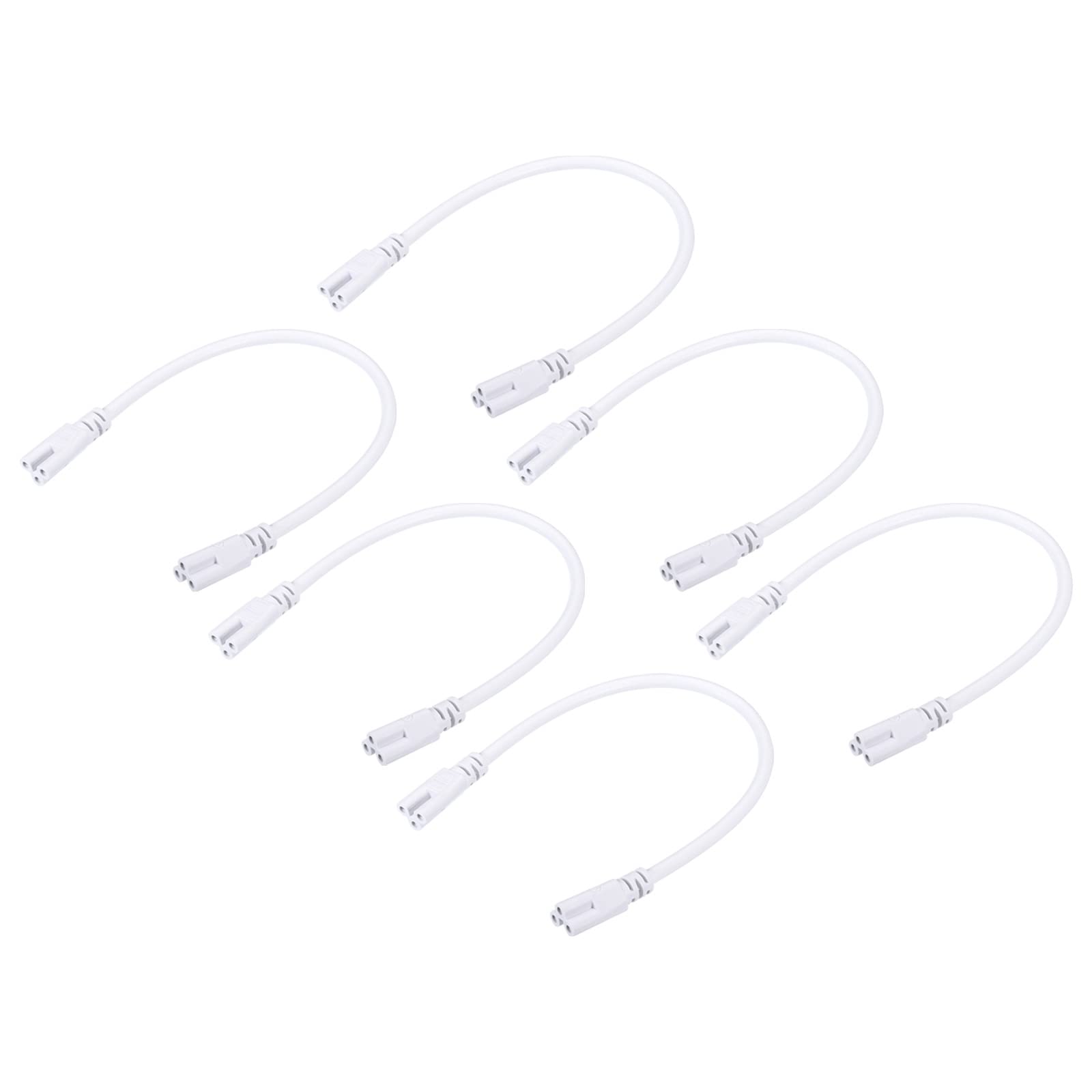 YOKIVE 6 Pcs T5 T8 LED Tube Connector Round Cable, Extendable Cord with Double End Connect Light Tubes, Great for LED Integrated Tubes (White, 0.98-Feet)