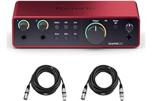 FOCUSRITE Scarlett 2i2 4th Gen, 2-in, 2-out USB Audio Interface with 2 XLR Cables