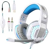 BlueFire Professional Stereo Gaming Headset for PS4, Xbox One Headphones with Mic and LED Lights for Playstation 4, Xbox One, PC (White)
