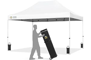 CROWN SHADES 10x15 Pop Up Canopy Tent, Thicken Frame Commercial Heavy Duty Tent, 8 Stakes & 4 Sandbags & 4 Ropes, Outdoor Canopies for Events, Parties,White