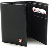 Alpine Swiss Men's Genuine Leather Trifold Wallet Black