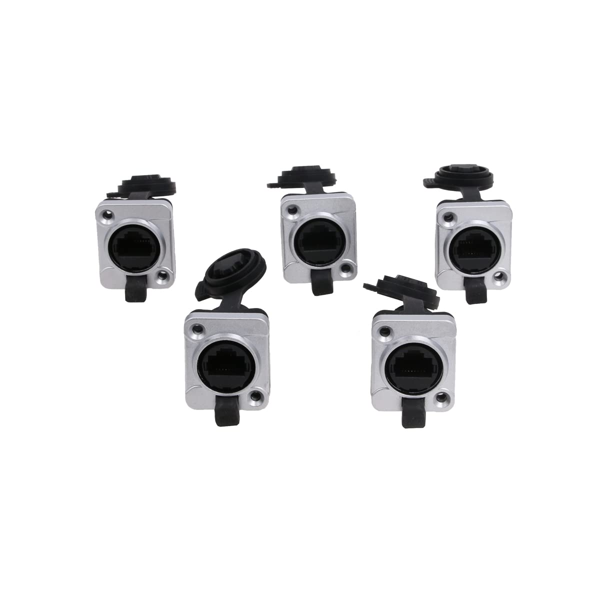 SZRMCC RJ45 Panel Mount Connector Cat5e RJ45 Ethernet Female LAN Module Bulkhead Panel Mount Coupler IP65 Waterproof Connector Socket with DustCap