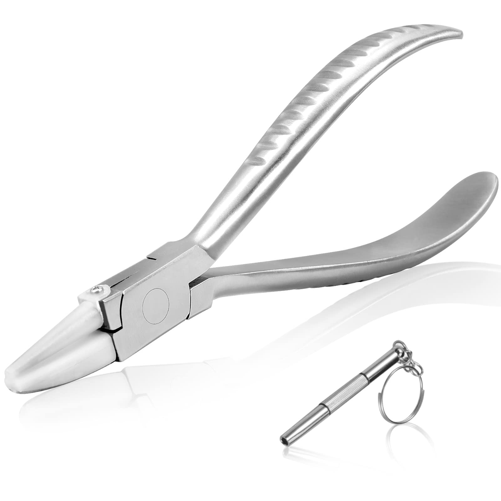 SPEEDWOX Stainless Steel Half Round Plier 6-Inch Round & Flat Nose Nylon Jaw Eyeglasses Frame Pliers Eyeglasses Repairing Plier Adjusting Eyeglasses Arms Frame Leg Pliers with Eyeglass Screwdriver