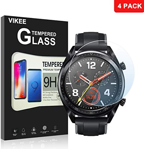 [4Pack] Huawei Watch GT Screen Protector,VIKEE HD Clear Film[Scratch Resistant Anti-Fall] [Bubble-Free] 9H Hardness Tempered Glass for Huawei Watch GT