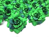 (24) Silk Green Roses Flower Head - 1.75