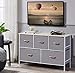 ALLZONE Dresser for Bedroom,Storage Chest Organizer, 5 Fabric Drawers Furniture for Closet, Kids Toy Organization,Wooden Table with Metal Frame, White/Gray