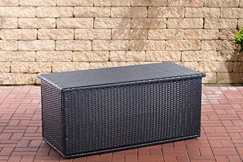 CLP Poly-Rattan Auflagenbox Comfy I 320 oder 785 Liter I Für Gartenpolster I Wasserdicht, Farbe:schwarz, Größe:125 cm