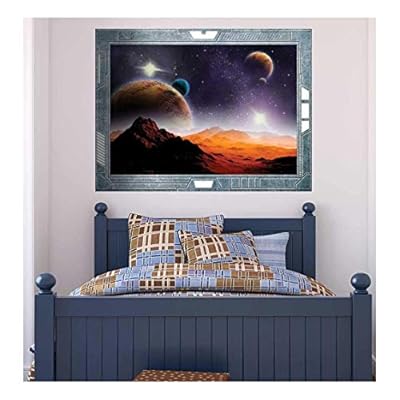 Wall26 - Science Fiction ViewPort - Decal - Peering into a Vibrantly Colored Space - Wall Mural, Removable Sticker, Home Decor - 36x48 inches