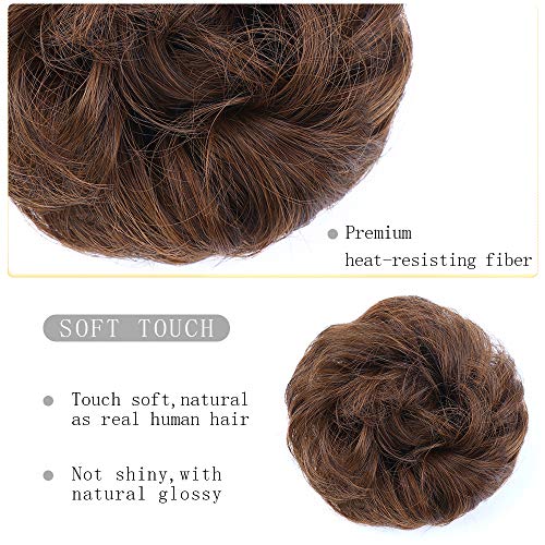 MORICA Messy Bun Hair Scrunchies 2PCS Messy Bun Hair Piece for Women Curly Wavy Scrunchy Updo Bun Extensions(Color:2/30#) - Thumbnail 2