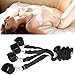 Dimlan Under Bed Restraint System Kit - Adjustable Straps Fit Almost Any Size Mattress - Bondageromance Kit with Ankle Cuffs HandCuffs Soft Comfortable for Couples Adventure Handcuffs SM Sex Play 79-4