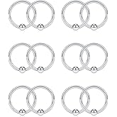 SCERRING 12PCS 20G Nose Hoop Lip Eyebrow Tongue Helix Tragus Cartilage Septum Piercing Ring
