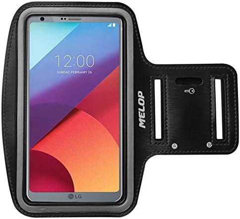 MELOP Armband for LG V40 V50 ThinQ V30 V20 V10 K40, LG G6 Q8 G7 G8 G8s ThinQ, Stylo Stylus 2 V 3 4 Plus, Professional Soft Sweat Resistant Sports Gym Arm Band with Key Holder Card Cash Pocket - Black