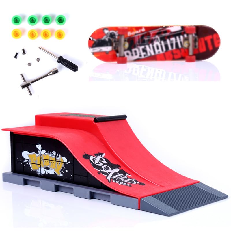 zalati Finger Skateboard Ramps Sets Mini Fingerboard Kit with Tools for All Ages Games Playing Finger Practice - Ramps