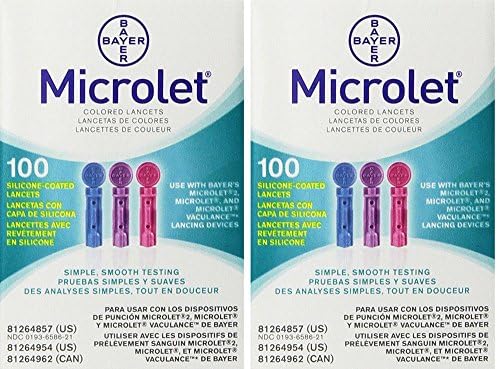 Bayer Microlet pEaTS Colored Lancets, 100 Count (2 Pack)