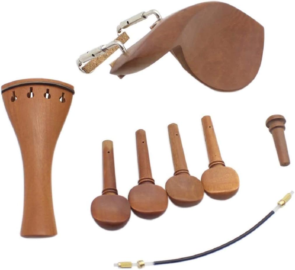 SET 4/4 Violin Chin Rest Chinrest Jujube Wood with Tuning Peg Tailpiece Tailgut Endpin Violin Accessory Kit