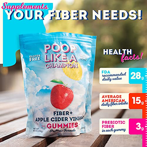 Poop Like a Champion Apple Cider Vinegar Gummies Fiber Gummies for