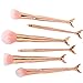 Coshine 10pcs Rose Gold Unique Mermaid Makeup Brush Set Cosmetic Tools Kits (6pcs mermaid brushes)