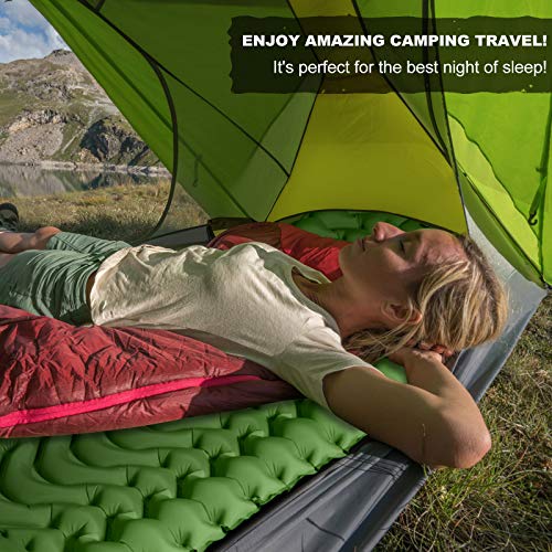 Camping Sleeping Pad with Pillow, MEETPEAK Upgraded 4 Inch Thickness