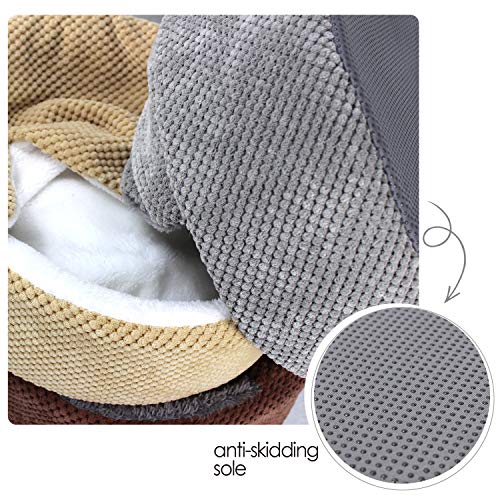 Winsterch Washable Warming Cat Bed House, Round Soft Cat Beds,Pet Sofa Kitten Bed, Small Pet Beds (Gray)