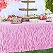 Leegleri 6ft Pink Tutu Table Skirt Tulle Curly Willow Table Skirt for Rectangle&Round Tables,Tutu Ruffle Tablecloth for Princess Girls 1st Baby Girl Birthday Party,Baby Shower Decoration,Gender Reveal