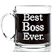 Best Boss Ever Glass Coffee Mug 13 oz - Unique Christmas Gift For Men and Women, Him or Her - Best Office Cup Birthday Present Idea For Male or Female Bosses and Coworkers