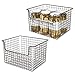 mDesign Metal Kitchen Pantry Food Storage Organizer Basket - Farmhouse Grid Design with Open Front for Cabinets, Cupboards, Shelves - Holds Potatoes, Onions, Fruit - 12