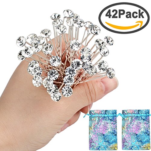 40pcs Bridal Wedding Hair Pins Rhinestone Hair Clips with 2 