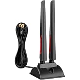 Superbat WiFi 6E Tri-Band Antenna 2.4GHz 5GHz 6GHz Magnetic Base WiFi Antenna with RP-SMA Extension Cable for PC Desktop Computer WiFi Card Wireless Network Router Security Cameras