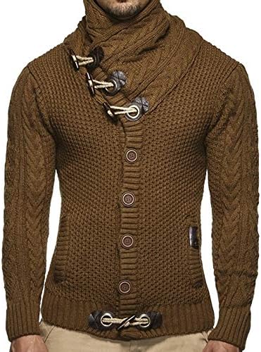 Lht ハイネックセーター メンズ 長袖 折襟 欧米風カーディガン 春秋冬ニットアウター カジュアル S 3xl