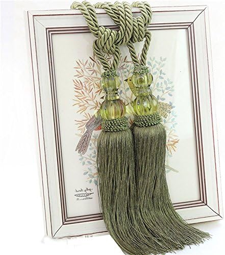 One Pair European Style Curtain Tassel Tiebacks Luxurious Curtain Buckles Holders Home Decor (Green)