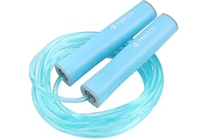 FEECCO FITNESS FEECCO Jump Rope for Kids, Pink and Blue Colored Jump Ropes for Girls and Boys 3~12 Years Old, with Adjustable Length Rope and Skin Friendly Silicone Handles
