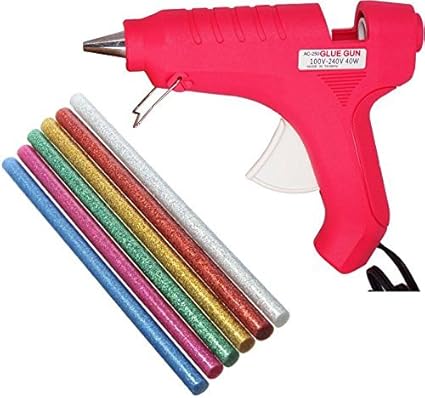 A.S ENTERPRISES Taiwan Made Hot Melt Standard Temperature Glue Gun with 5 Glitter Glue Sticks