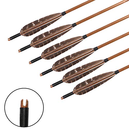 image for Huntingdoor 12 Pack 31 inch Bamboo Shaft Archery Hunting Arrows Fletch