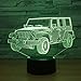 Toy Jeep Night Lights Car Gifts for Kids Birthday 3d Illusion SUV Desk Lamp Optical Desk Table Touch Home Decoration Children Bedroom Decor 7 color Change for Boys Car Lover Fans