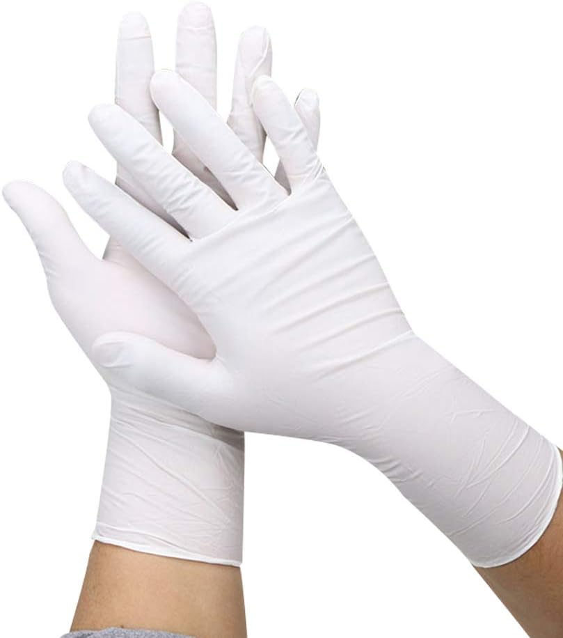 BATH CUBE Latex Medical Examination Disposable Hand Gloves (White, Large) -Set of 30 Pieces