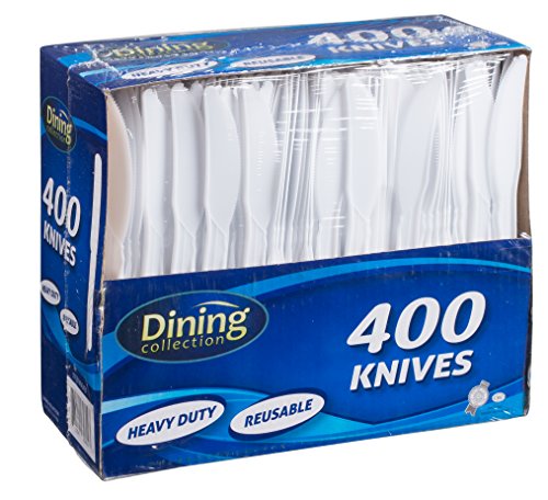 DINING COLLECTION 400-piece Disposable Plastic Knive Set, White (400)