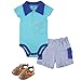 Hudson Baby Bodysuit, Cargo Shorts and Shoes Set, Anchor, 9-12 Months