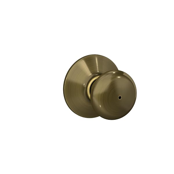SCHLAGE F40PLY 609 16-080 10-027 PLYMOUTH BED AND BATH KNOB, ANTIQUE BRASS