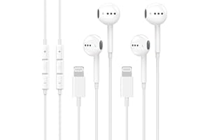 UCACA 2 Pack Wired Headphones for iPhone Earbuds with Built-in Microphone & Volume Control HiFi Stereo Nosie Reduction Earphones for iPhone 14 13 12 11 Pro Max XS XR X 8 7 6, Plug and Play, Support All iOS