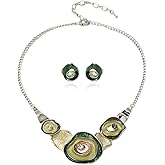 Mycitta Vintage Statement Jewelry Set - Chunky Flower Floral Plant Geometric Resin Bib Necklace Earring Set Bohemian Boho Crystal Rhinestone Fashion Jewelry for Women Bridal Party Prom Unique Gift