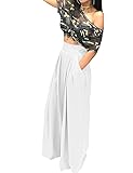 A ADILACA White Wide Leg Pants for Women, Womens