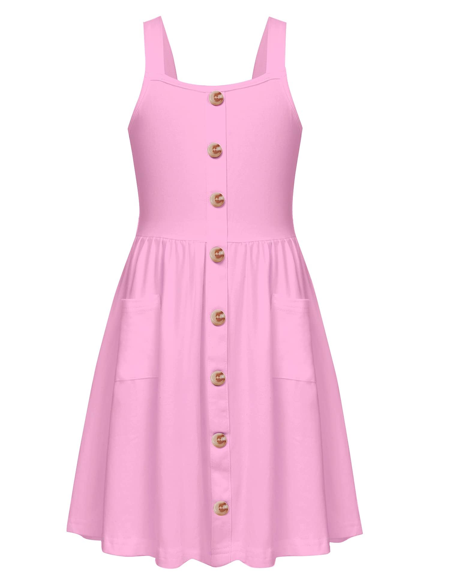 Photo 1 of Arshiner Girls Dress Summer Sleeveless Children Dresses Pink 9-10 Years