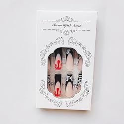 Halloween Nails Long Coffin Press on Nails Black