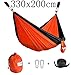 CUTEQUEEN TRADING Double Nest Parachute Nylon Fabric Hammock with Tree Straps;Color:Orange/Black