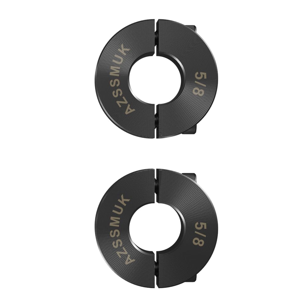 AZSSMUK Double Split Clamp-On Shaft Collars, Metal, 5/8" Bore with Set Screw, 2-Piece Set