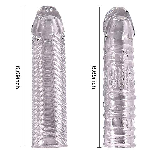 2-PCS-Preservativo-Maschile-Trasparente-Estensibile-Preservativo-Realistico-Del-Pene-A-Spirale-Dispositivo-Contraccettivo-Per-Coppie-Eiaculazione-Ritardata-Riutilizzabile